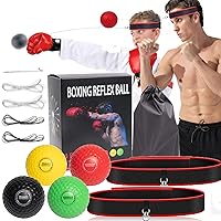 Boxing Reflex Ball for Kids and Adults,4 Levels Boxing Ball with 2 Adjustable Headbands,Boxing Equipment Punching Ball Great for Hand Eye Coordination Punching Speed and Fight Reaction