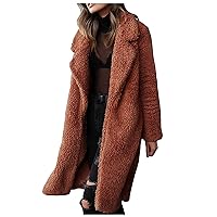 Women's Trench Coat Warm Artificial Wool Coat Jacket Lapel Winter Outerwear Coatigan 2024 Knit Jacket, S-3XL