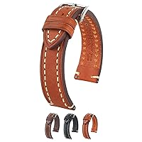 Hirsch Liberty Artisan Calf Leather Watch Band - 18mm, 20mm, 22mm, 24mm - Handpicked Saddle Natural Grain Leather - Quick Release Watch Strap