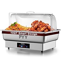 PYY Electric Chafing Dish, Roll Top Chafing Dish Buffet Set,Chaffing Server Set Chafer for Catering,Buffets (Half Size with Lid)