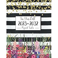 Ten Year Bill Payment Tracker: Simple Monthly Bill records and Checklist Organizer Planner 120 months, 10 Years Financial record personal and business with Floral strip glitter cover