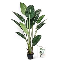 6ft Artificial Bird of Paradise Tree for Home Decor, 6 Feet Faux Floor Plant Fake Silk Banana Leaf Tropical Trees with Pot for Indoor Outdoor House Living Room (6 ft Tall)