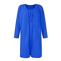 Pajama Sets for Women 2 Piece Winter Casual Solid Color Drawstring Plush Coat 2-piece Pajama Suit