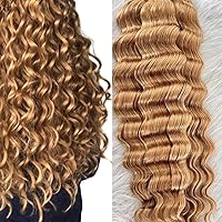 Bulk Hair for Braiding Deep Wave #27 Color Blonde Human Hair Bulk No Weft Braids Hair Extensions for Women 100g Per Bundle (12inch, 1 bundle 100g)