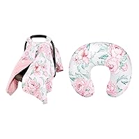 DILIMI Baby Car Seat Cover & Nursing Pillow Cover, Pink Flower