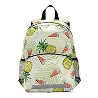 ALAZA Pineapples Watermelon Fruit Palm Leaf Kids Toddler Backpack Purse for Girls Boys Kindergarten Preschool School Bag w/Chest Clip Leash Reflective Strip