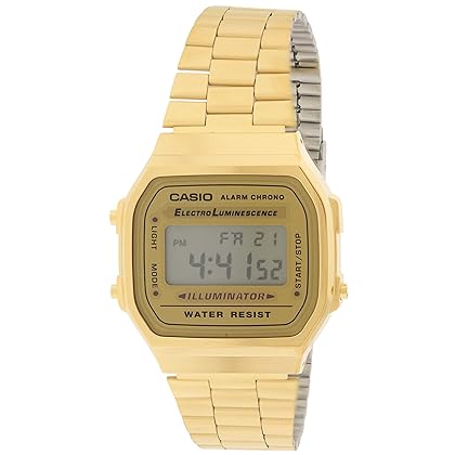 Casio A168WG-9 Men's Vintage Gold Metal Band Illuminator Chronograph Alarm Watch