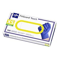Medline FitGuard Touch Nitrile Exam Gloves, Disposable, Powder-Free, Cobalt Blue, X-Small, Box of 100