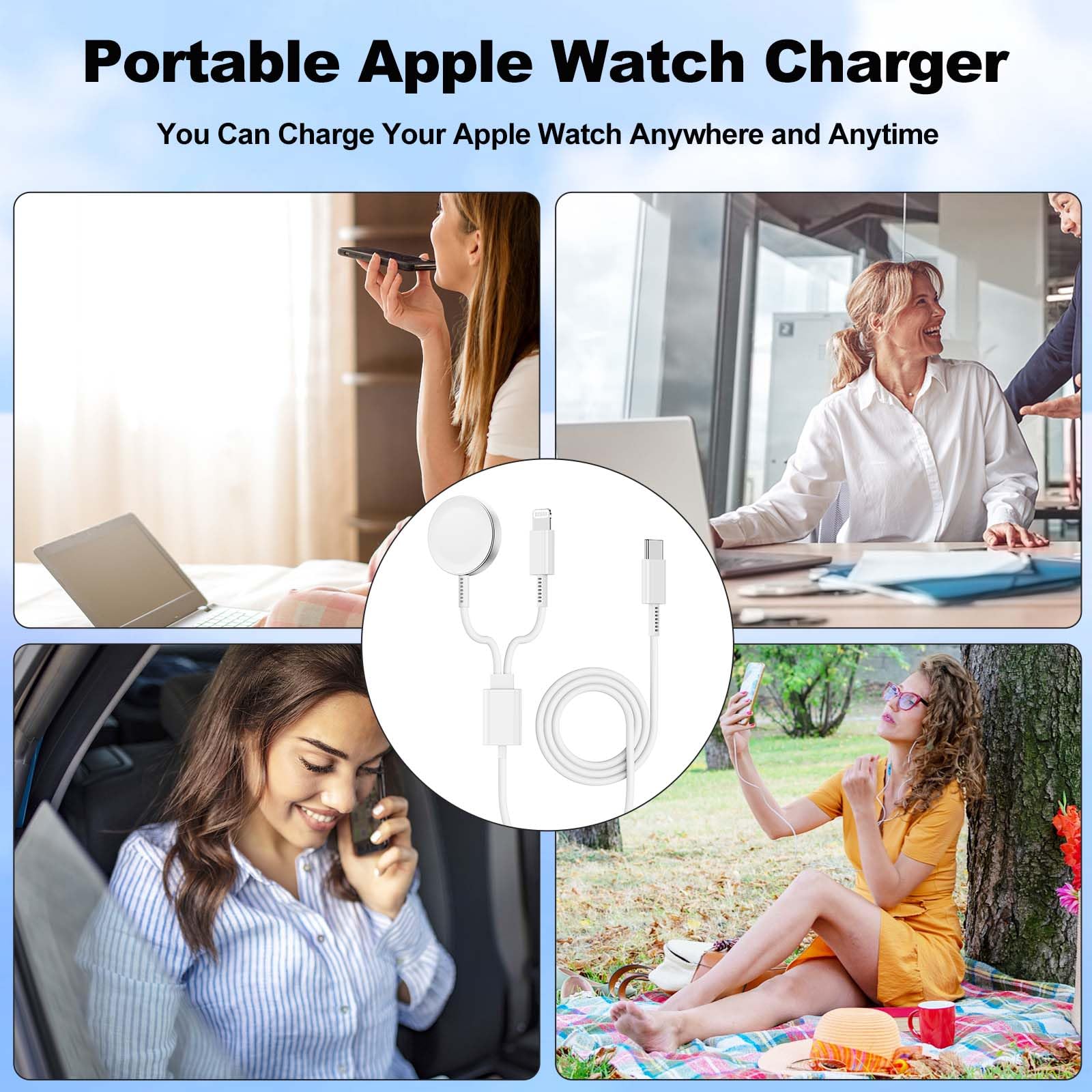 Apple Watch Ladegerät, Upgraded 2-in-1 USB C Ladegerät Kabel für iPhone&Watch, [Apple MFi Zertifiziert] iWatch Ladekabel 2M mit 20W Schnellladegerät für Apple Watch Series 8/7/6/5/4/SE & iPhone 14 13