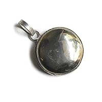 Golden Pyrite Round Pendant 92.5% Sterling Silver Jewellery Pendant Diameter -25.5 mm Weight - 14 gm Healing Gemstone