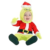 elope Dr. Seuss The Grinch Santa Costume for Infants, Baby Grinch Christmas Onesie, Grinch Outfit for Babies 1st Christmas