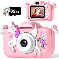 2024 Upgrade Unicorn Kids Camera for Girls, Christmas Birthday Gifts for Girls Boys, 1080P HD Selfie Digital Video Camera for Toddlers, Cute Portable Little Girls Boys Gifts Toys for 3 4 5 6 Years Old