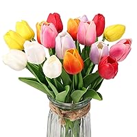 30pcs Real Touch Tulips PU Artificial Flowers Plants Decor, Multi Color Fake Tulips Flowers for Arrangement Wedding Party Easter Spring Home Dining Table Room Office Decoration.