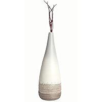 Tall Handwoven Bamboo & Seagrass Floor Vase: Eco-Friendly Home Décor Accent - Organic Coastal Boho Chic Decoration -Natural Pottery for Entryway, Living Room, Dining Room, Hallway, Bedroom