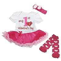 Petitebella My 1st Valentine's Day White Bodysuit Pink Tutu Leg Warmer Nb-18m