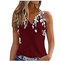 Tank Tops for Women O Ring Shoulder Casual Scoop Neck Cami Shirts Floral Printed Summer Sleeveless Tank Shirts
