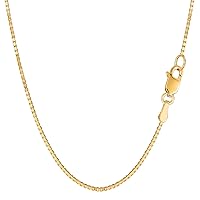 14k Yellow Solid Gold Mirror Box Chain Necklace, 1.2mm