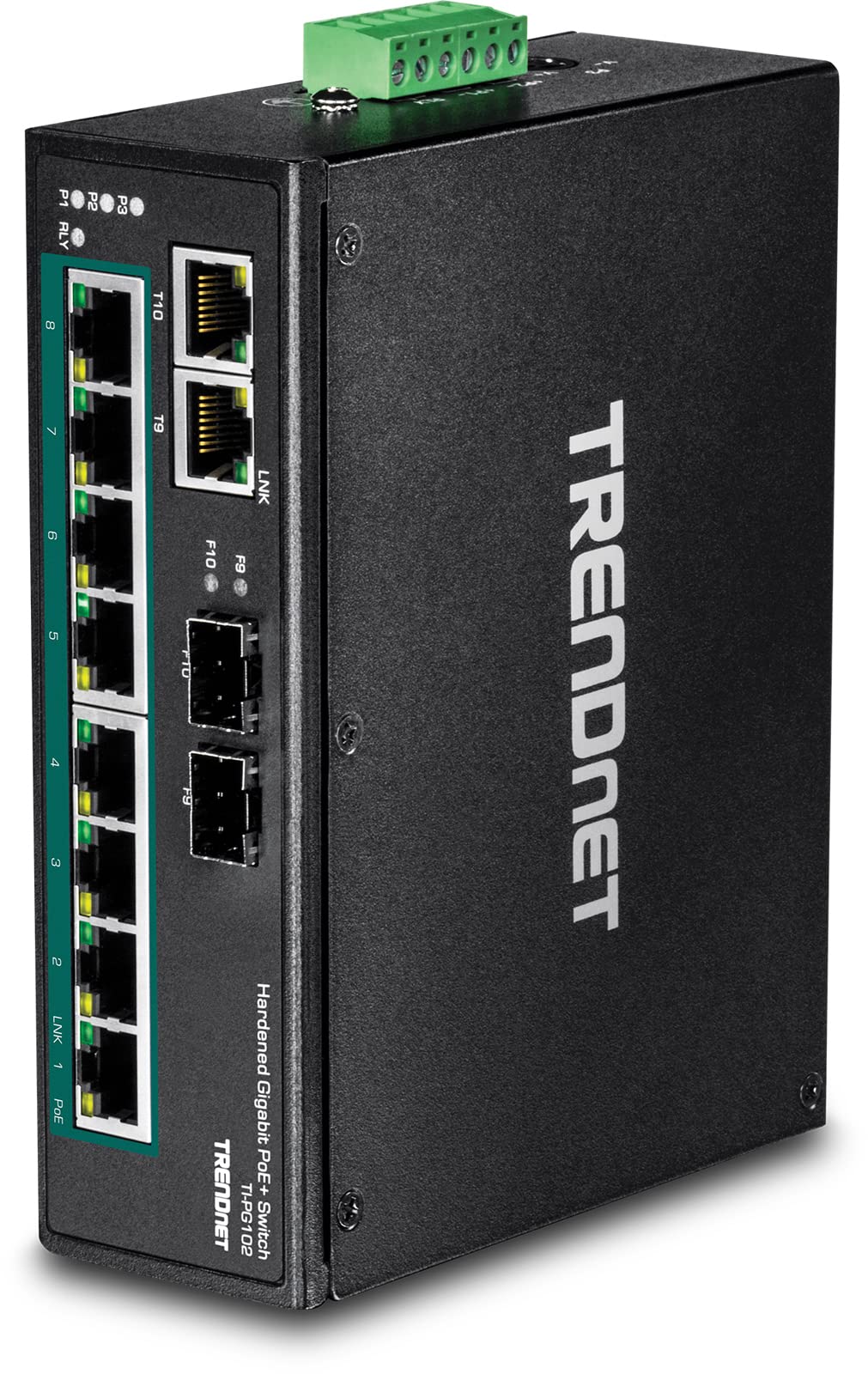 TRENDnet 10-Port Industrial Gigabit PoE+ DIN-Rail Switch, 8 x Gigabit PoE+ Ports, DIN-Rail Mount, 2 x SFP Slots, 240W PoE Power Budget, Network Swi...
