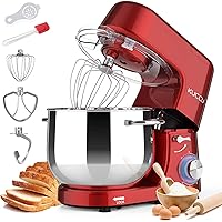 8.5 QT Double Handle KUCCU Stand Mixer, 6 Speed with Pulse Electric Kitchen Mixer, 660W Tilt-Head Food Mixer with Dishwasher-Safe Dough Hook, Flat Beater, Whisk, Splash Guard for home baking (Red)