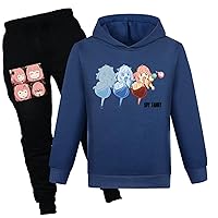 Cute Spy x Family Graphic Tracksuit Casual Long Sleeve Hooded Tops+Cozy Pants-Funny Hoodie Outfits for Girls