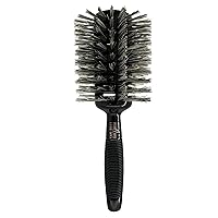 Phillips Brush Luxe Monster Vent 3 Professional Hair Brush (4” Diameter Barrel) – Black & Gold Vented Hairbrush with Nylon Reinforced Boar Hair Bristles, Ergonomic Rubber Grip