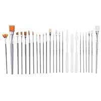 Hello, Artist! 25 Piece Artist Brush Value Pack, Suitable for All Creatives, for Use with Acrylic, Watercolor, Tempera, Gouache, and More,Gray