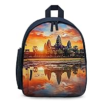 Colorful Sky Angkor Wat Landmarks Cute Printed Backpack Lightweight Travel Bag for Camping Shopping Picnic