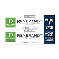 Rembrandt Deeply White + Peroxide Whitening Toothpaste, Peppermint Flavor, 3.5-Ounce (Pack of 2) (Packaging may Vary)