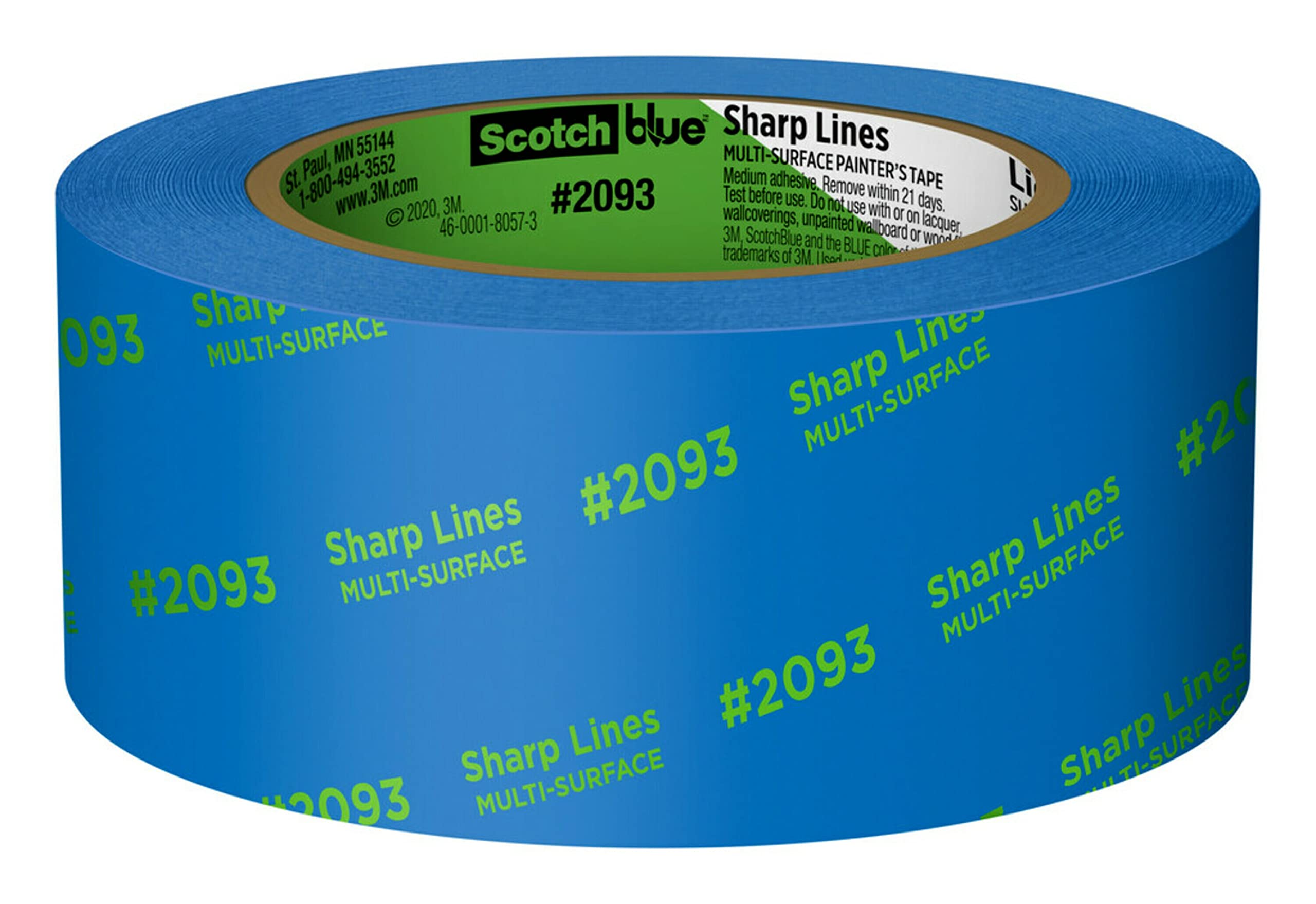 Scotch Painter's Tape 2093-48TC3 2093 Sharp Lines Multi-Surface Painters Tape, 3 rolls, Blue, 3 rolls