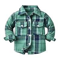 Kids Toddler Flannel Shirt Jacket Plaid Long Sleeve Lapel Button Down Shacket Baby Boys Girls Fall Shirt Coat Outwear