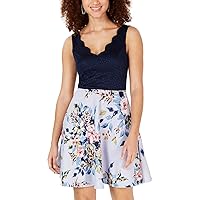 Womens Juniors Lace Floral Casual Dress Navy 0