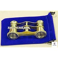 Brass Opera Glasses Theater Vintage Binoculars in Blue Case