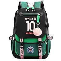 Teens Neymar JR Graphic Knapsack Football Fans Bag Large Capacity Durable USB Knapsack for Student