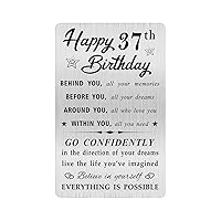 Happy 37th Birthday Card for Men Women, Small Engraved Wallet Card for 37 Year Old Birthday Gifts