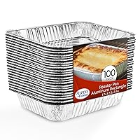 Alpine Cuisine Aluminum Foil Roaster Pan 100 Pieces, 17 x 12.5 x 3 Inch Rectangle - Roasting Pan For Turkey, Roast Chicken, Fish, Lasagna, Durable Cooking & Lightweight Disposable Pan