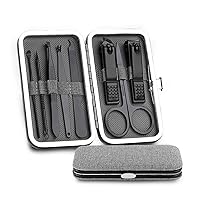 8pcs Stainless Steel Nail Clippers Set Professional Scissors Suit with Box Trimmer Grooming Manicure Cutter Kits for Nail Tools (Color : Grey)