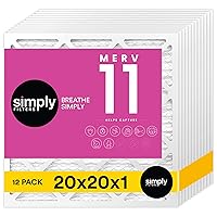 Simply Filters 20x20x1 MERV 11, MPR 1000 Air Filter (12 Pack) - Actual Size 19.75x19.75x0.75, HVAC, AC, Furnace, Pleated Air Filter