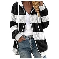 Winter Coats for Women 2023 Trendy Fuzzy Zip Up Hoodie Puffy Lightweight Sherpa Jacket Fleece Jacket with Hood