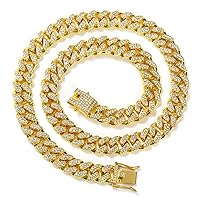 HUITIAN Women Mens Cuban Link Chain Gold Silver Bling Miami Cuban Necklace Diamond Chain for Men Iced-Out Hip Hop Jewelry