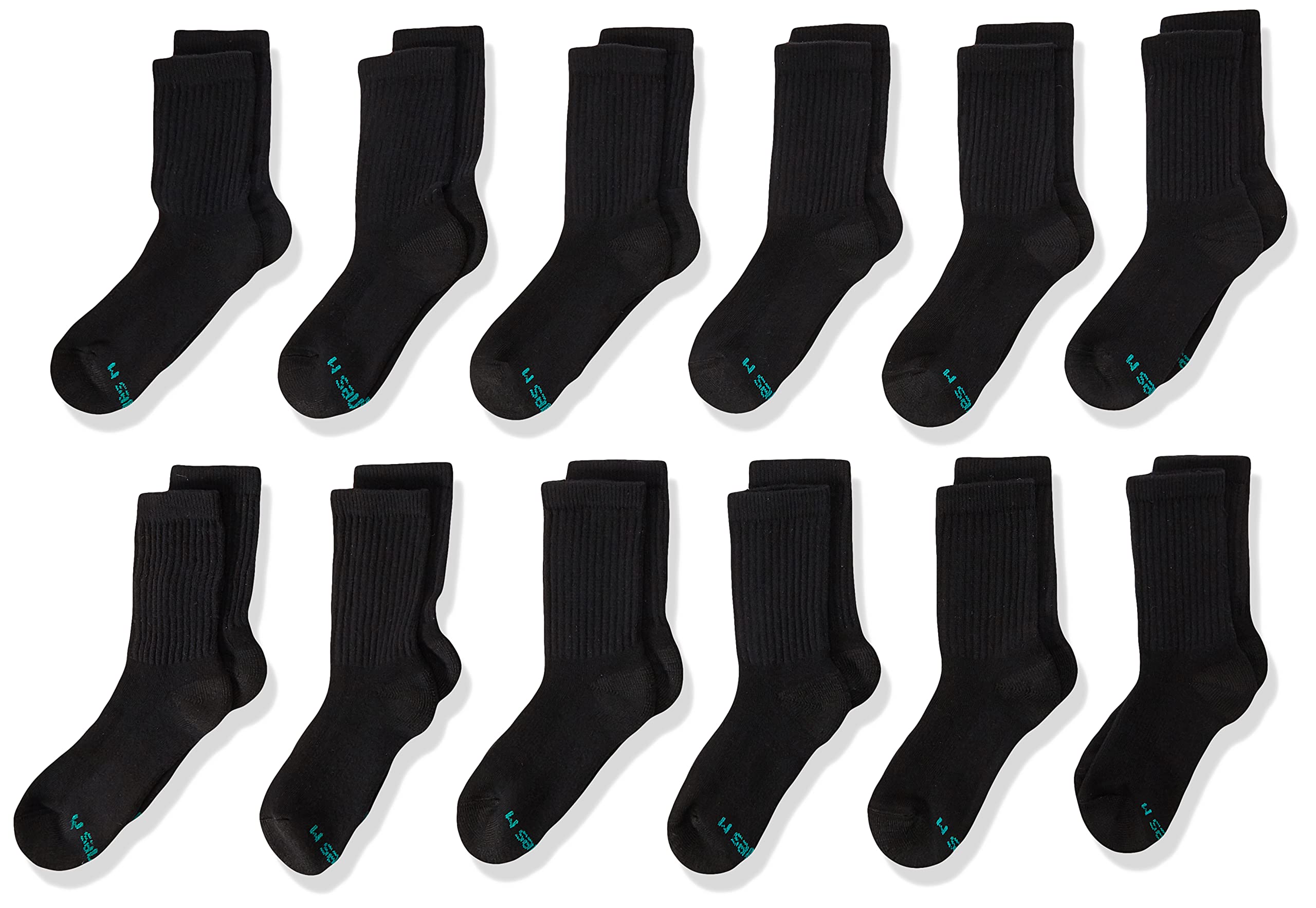 Hanes boys Hanes Boys' Socks, Double Tough Cushioned Crew Socks, 12-pair Packs