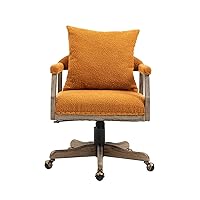 Office Chair, Adjustable Seat Height Swivel Chair with Soft Cushion Pillow Backrest and Roller Casters 360° Swivel Computer Chair for Office, Bedroom, Studios Orange As Shown One Size