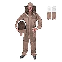 3 Layer Bee Suit, Apiarist Ultra Ventilated Beekeeping Suit for Men & Women, Beekeepers Suit with Bee Gloves & 2 Beekeeping Veils Brown M