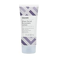 Amazon Brand - Solimo Sheer Face Sunscreen SPF 55, Formulated without Octinoxate & Oxybenzone, 3 fl oz (Pack of 1)