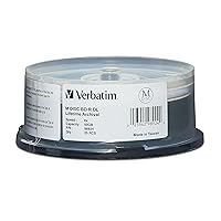Verbatim M DISC BD-R DL 50GB 8X with Branded Surface Blank Blu-Ray Recordable Media – 25pk Spindle,White
