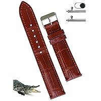 Alligator Leather Watch Band Men Quick Release Crocodile Belly Vintage Replacement Wristwatch Strap for Classic and Smart Watch 18mm 19mm 20mm 21mm 22mm 24mm Tag Buckle