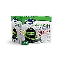 Mint-X Rodent Repellent Outdoor Home and Industrial Trash Bags with Drawstring & Mint-Flex Technology; 33 Gallon, 90 Count, Black