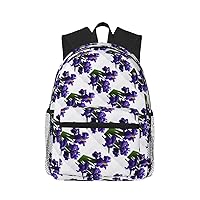 Violet Flowers Backpack Fashion Printing Backpack Light Backpack Casual Backpack With Laptop Compartmen