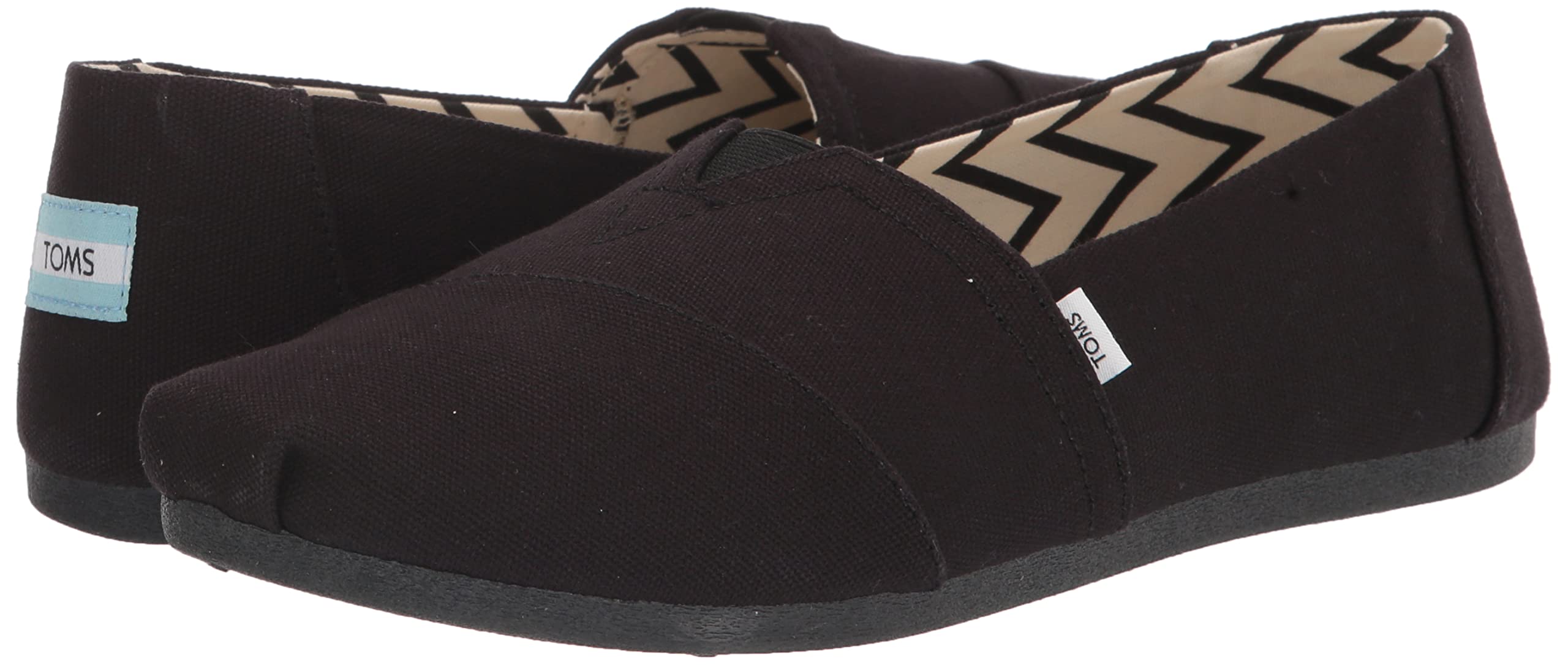 TOMS Women's Alpargata Recycled Cotton Canvas Loafer Flat, Black, 5