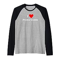 I love Promo Codes - with a red heart Raglan Baseball Tee