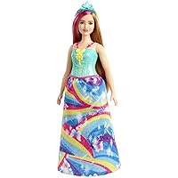 Barbie Dreamtopia Princess Doll, 12-inch, Curvy, Blonde with Pink Hairstreak